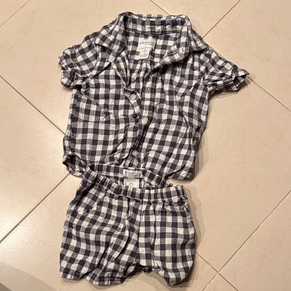 Little Planet by Carter’s Black and White Checkered Matching Set